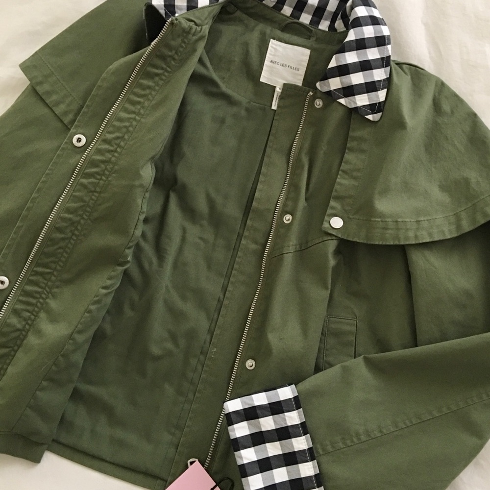 π AVEC LES FILLES Gingham Trim Cape Jacket S - Picture 6 of 8